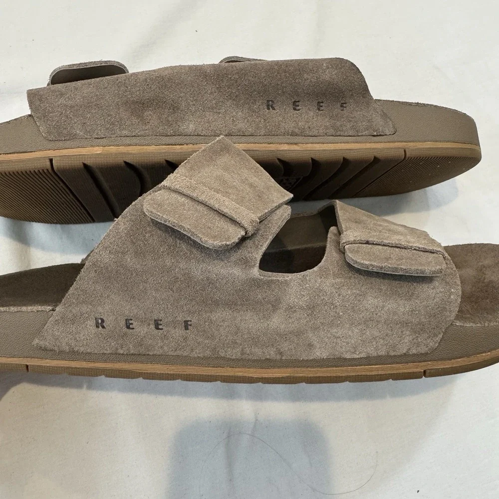 Reef Ojai Two Bar Mens Brown Suede Slide Sandals Size 13 CJ0511 Color Fossil